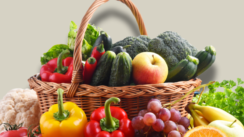 Basket of fruits and veggies 
